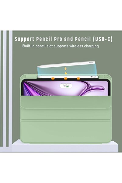 Generic ZryXal New iPad Air 13 Inch Case M2 2024 with Pencil Holder, Smart iPad Case [Support Pencil Pro and