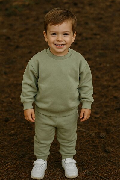 Luna Kids Store Baby/Child Basic Cotton Green Tracksuit Set