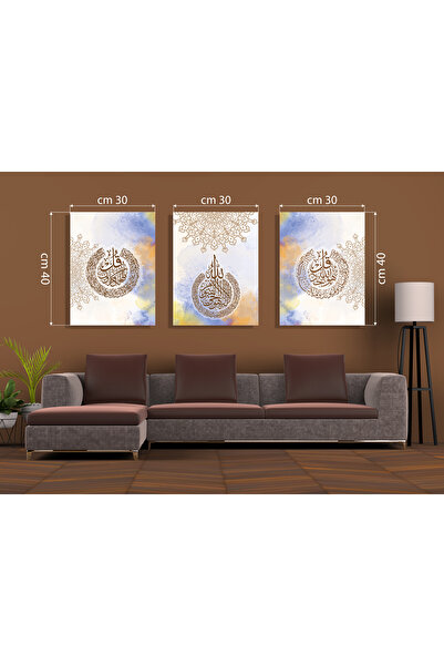 M&H Quality Set de pictură din MDF din 3 piese cu efect de acuarelă în tonuri...