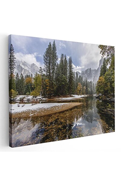 Tablou Canvas Tablou peisaj iarna rau munti, cod 3027