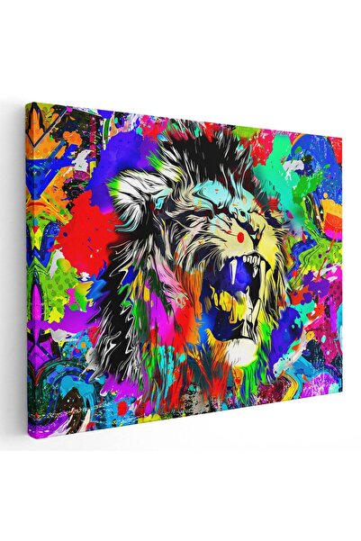 Tablou Canvas Tablou cap leu fundal abstract multicolor, cod 4979