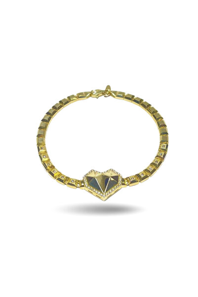 Heart model gold altın bileklik