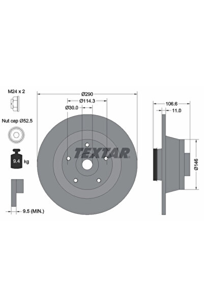 TEXTAR Disc Frana Renault Megane 3 Cupe