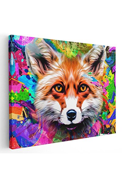 Tablou Canvas Tablou cap vulpe fundal abstract multicolor, cod 4984