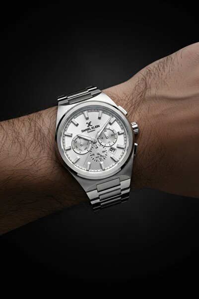 Daniel Klein Gümüş Beyaz Çizgili Fonksiyonlu Düğün Nişan Hediye Çelik Kordonl...