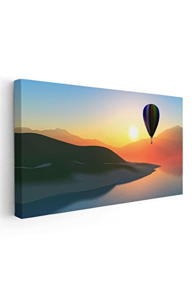 Tablou Canvas Tablou peisaj cu balon cu aer cald la apus, cod 4499