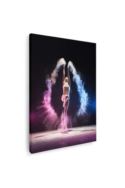 Tablou Canvas Tablou femeie dansand prin nor de praf, roz, cod 2047