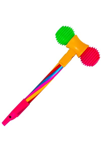 OEM Карнавален аксесоар Цветен свиръчен чук 36 см - Пластмасов звуков аксесоар