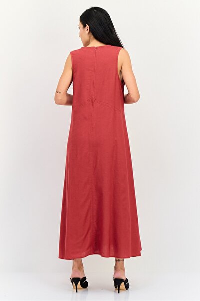 Brave Soul Women Solid Maxi Dress, Red