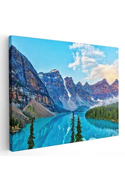 Tablou Canvas peisaj lacuri munte Valea Celor Zece VÃ¢rfuri, Moraine, Canada albastru, cod 1151