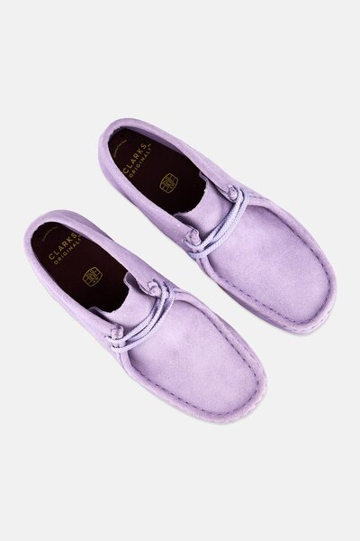 CLARKS Kids Girl Wide Wallabeebooto Lace Up Casual Shoes, Lilac