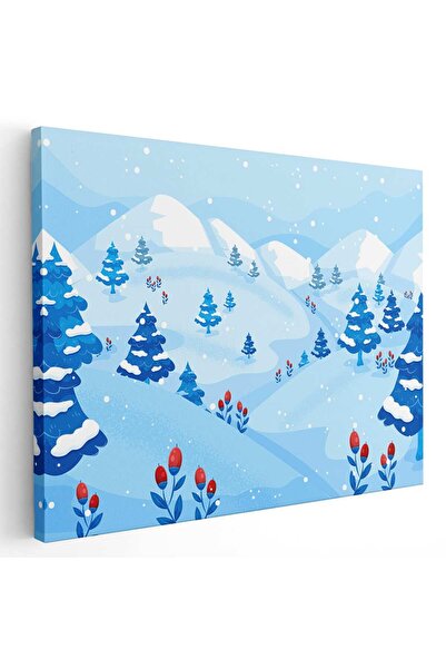 Tablou Canvas Tablou peisaj montan cu brazi iarna, cod 5458