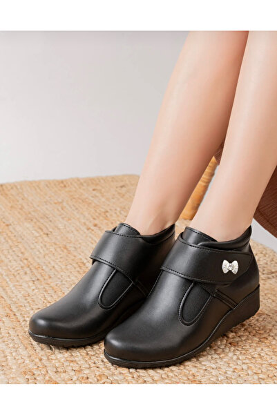Oncyk shoes Kaymaz Taban Ortopedik Siyah Kışlık Kadın Bootie