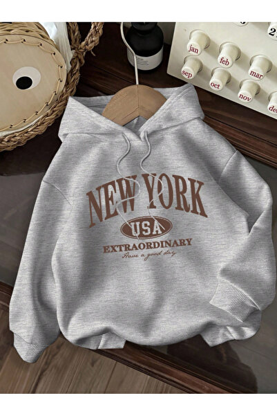 Framgan UNISEKS ŽENSKI/MUŠKI SWEATSHIRT S KAPULJAČOM SA PRINTOM NJUJORKA Sa k...