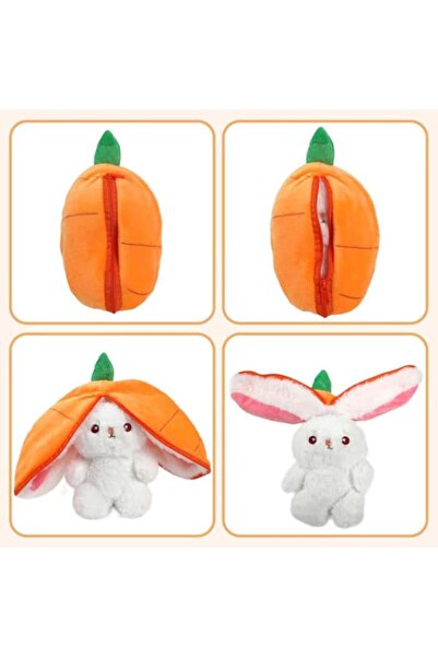 OEM Plush toy for children, Carrot Bunny, Soft and Velvety, white with orange, 35 cm