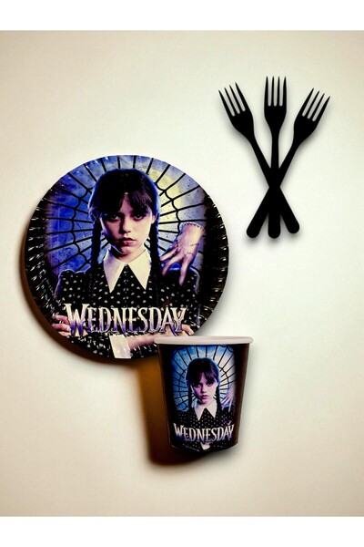 partylady مجموعة أدوات تقديم الطعام ذات الطابع الخاص لليوم الأربعاء تتسع لـ 8...