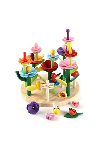 OEM Joc creativ de sortare și stivuire cu piese din lemn și fetru - Grădină d...