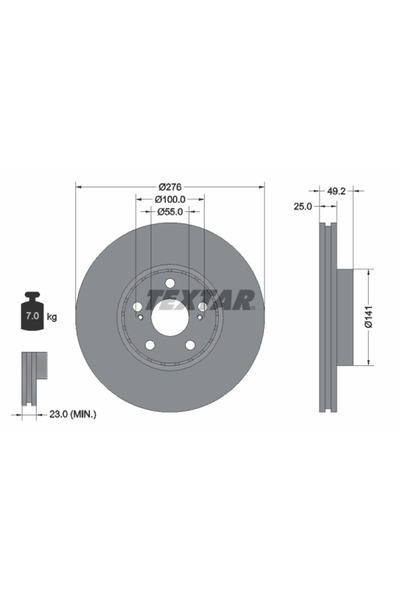 TEXTAR Disc Frana Toyota Avensis