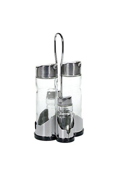 SHOPIENS Salt and Pepper Shaker Set, 4 Pieces, Metal and Glass, Sizes 5x16cm & 4x9cm