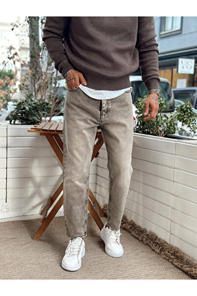 manch collection بنطال جينز بوي فريند بني