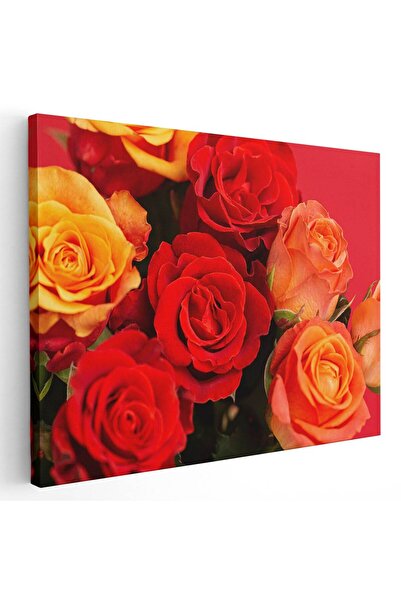 Tablou Canvas Tablou flori trandafiri rosii galbeni, cod 2637