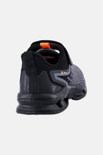 RBX Kids Boy Brand Logo Velcro Closure Running Shoes, Dark Grey