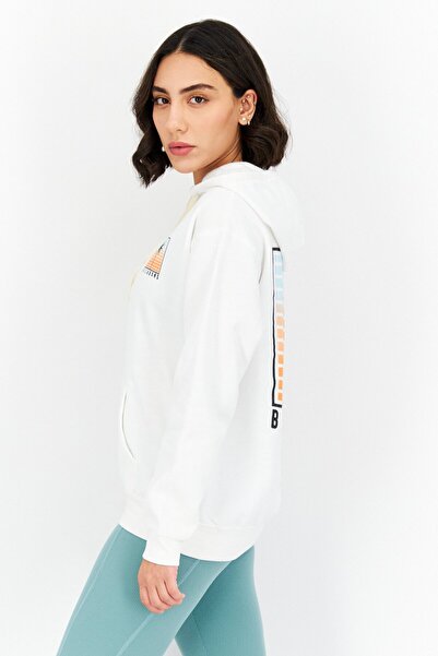 BİLLABONG Women Hooded Long Sleeve Graphic Print Sweatshirt, White