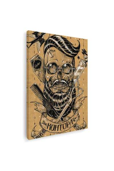 Tablou Canvas Barber Shop Tablou Craniu Vintage, cod 2505