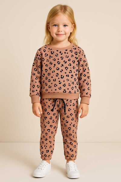 krm kerem bebe Set pentru fete din bumbac imprimeu leopard