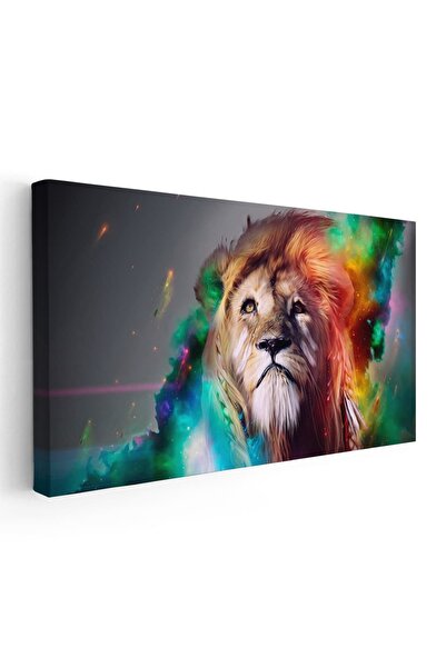 Tablou Canvas Tablou portret leu fundal abstract multicolor, cod 5261