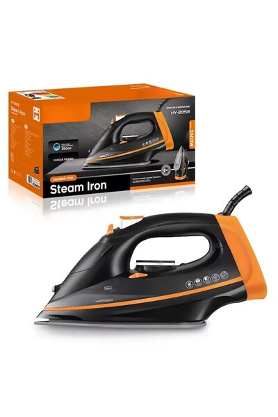 Deliny Steam Iron HY-2053, 2600W, Ceramic Soleplate, 350ml Reservoir, Anti-Drip, Self-Cleaning, Blac
