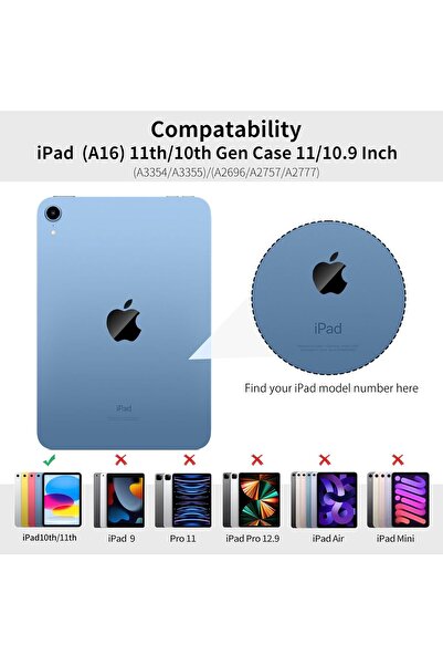 Generic حافظة BFGTSJF لجهاز iPad A16 الجيل الحادي عشر 11 بوصة 2025، iPad الجيل العاشر 2022 10.9 بوصة، قفل تلقائي