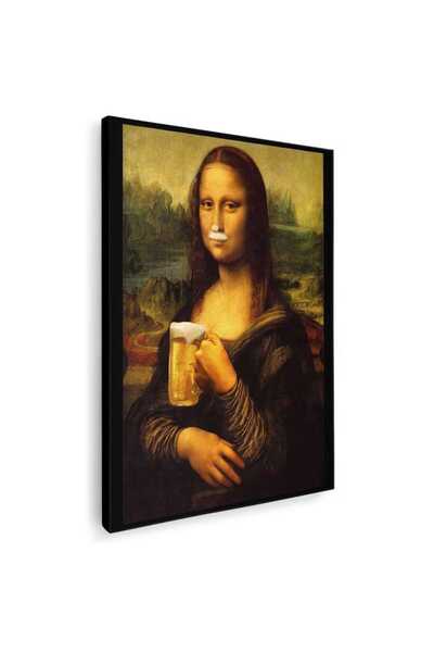 Tablou Canvas Mona Lisa cu halba bere, cod 3993
