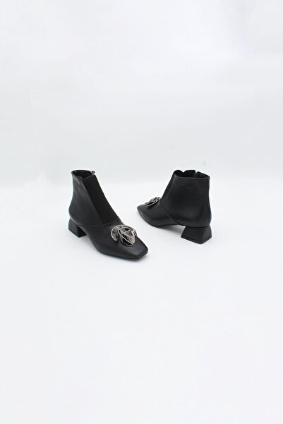 ENDİCAN 2068 R-135 Kadın Topuklu Bot SIYAH CILT PLATIN