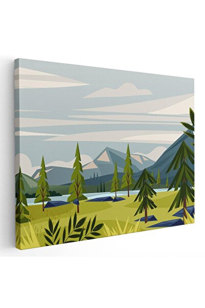 Tablou Canvas Tablou peisaj munte brazi ilustratie, cod 5442