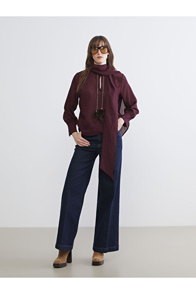 LC Waikiki Bağlamalı Yaka Dokulu Şifon Bluz