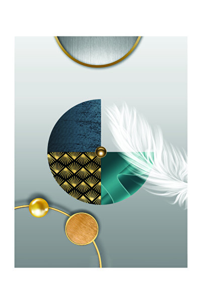 M&H Quality Σετ ζωγραφικής MDF 3 τεμαχίων πολυτελείας γεωμετρικής σχεδίασης με σμαραγδένια πράσινη & χρυσή λεπτομέρεια