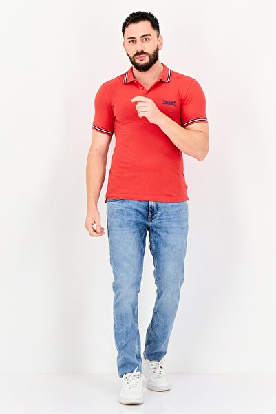 Levi's Men Regular Fit Brand Logo Short Sleeves Polo Shirt, Red