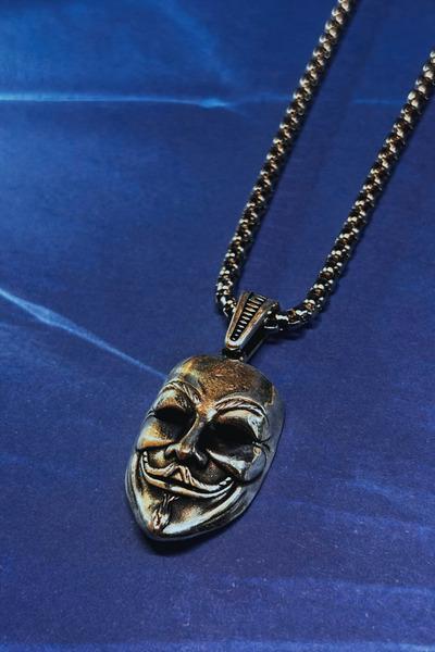 Begondio Vendetta Maske El İşçiliği 925 Ayar Gümüş Erkek Kolye