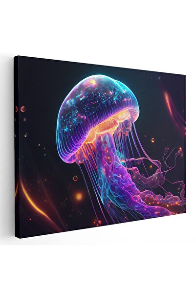 Tablou Canvas Tablou meduza efect neon mov galben albastru, cod 1658