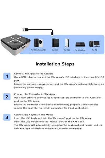 Mcbazel Xim Matrix Adapter for Xbox Series X|s Ps5 Xbox One Ps PC Keyboard Mouse Connect