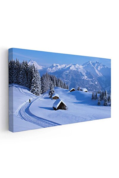 Tablou Canvas Tablou peisaj munte cabane brazi, cod 3032