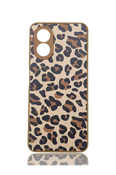 batuteknoloji Oppo A38 İç Yüzeyi Kadife Leopar Desenli Vince Silikon Kapak