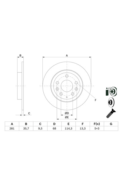 Bosch Спирачен диск за Mazda CX-3