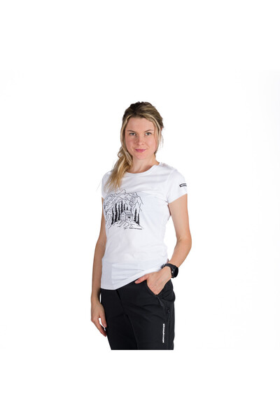 NORTHFINDER Tricou de damă din bumbac, model outdoor, SABRINA, alb