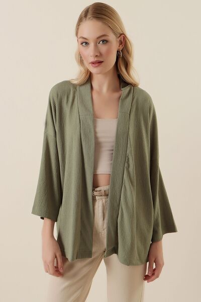 Hiccup Bdart Textured Comfortable Fit Shawl Collar Kimono