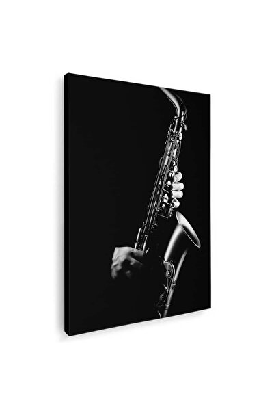Tablou Canvas Tablou saxofonist saxofon pe fundal negru, cod 1701