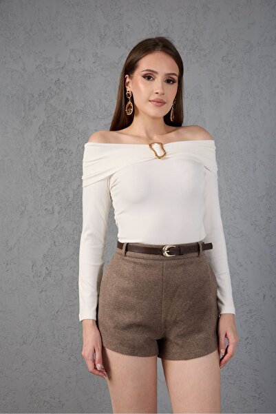 amurpars Kemerli Kaşe Mini Şort