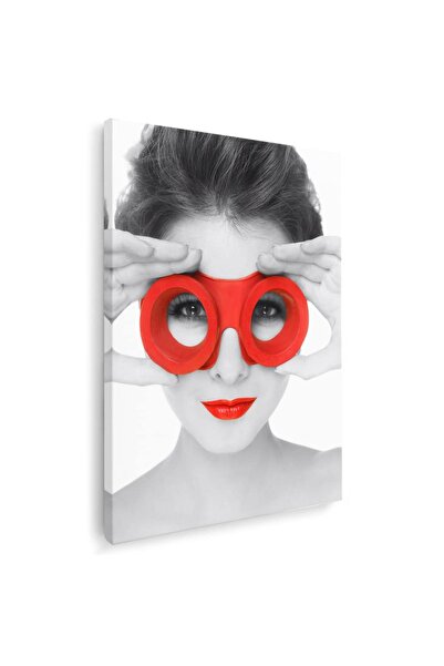 Tablou Canvas Tablou portret femeie cu ochelari rosii, cod 4287