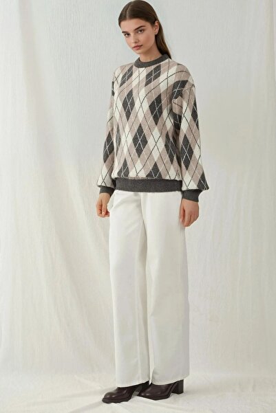 Hiccup Bdart Long Sleeve Geometric Pattern Knit Sweater